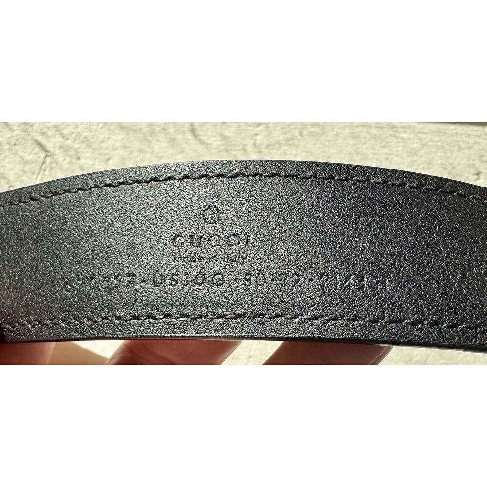 Authentic Gucci Blondie Belt Black Leather Gold GG Size 80 - Picture 4 of 7